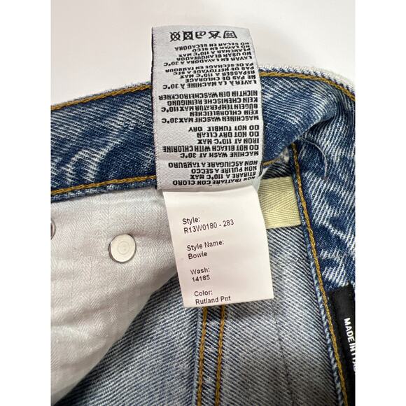 R13 Bowie High Rise Straight Leg Jeans Light Denim Distressed Rutland Grunge - Picture 10 of 13